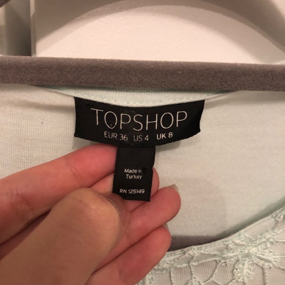 Topshop lace 3/4 length T-shirt in mint - Picture 6 of 6